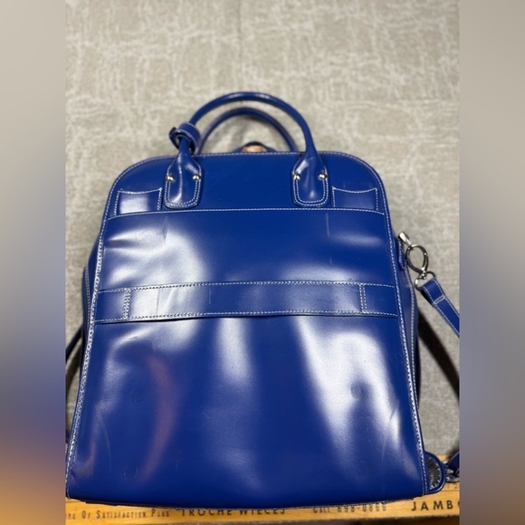McKlein USA La Grande LEather Vertical Laptop Briefcase Blue Bag - Picture 5 of 13